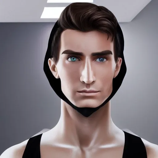 Prompt: “a realistic detailed photo of a guy who is an attractive humanoid who is half robot and half humanoid, who is a male android, News reporter Anthony Conn, shiny skin, posing like a statue, blank stare, at college, on display, a spark coming out of his neck”