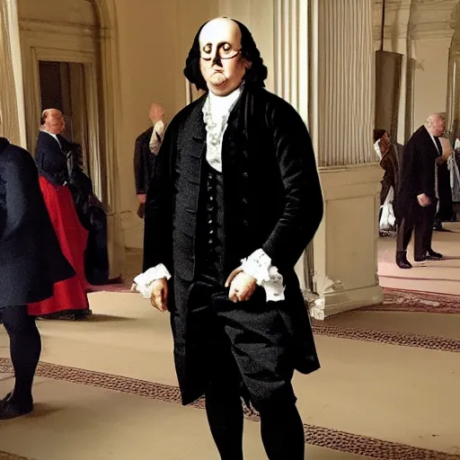 Image similar to photo of benjamin franklin at the met gala