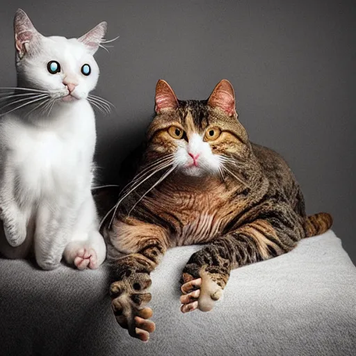 Image similar to an octopus and a cat sitting together, professional photography