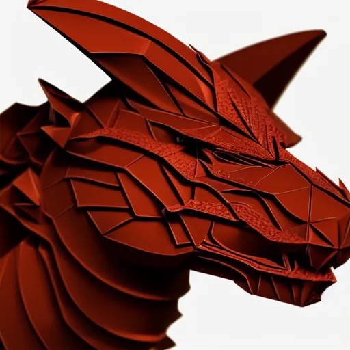 Prompt: dragon figurine, origami, logo vector art, low poly, 3d render, up close, white background, intricate details, folds, 8k