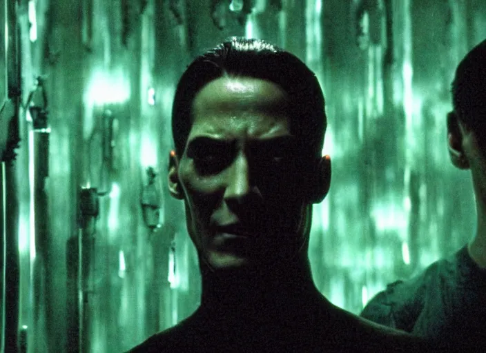 Image similar to human energy farm, Matrix movie still, scary, creepy, sharp, in focus, Hollywood movie
