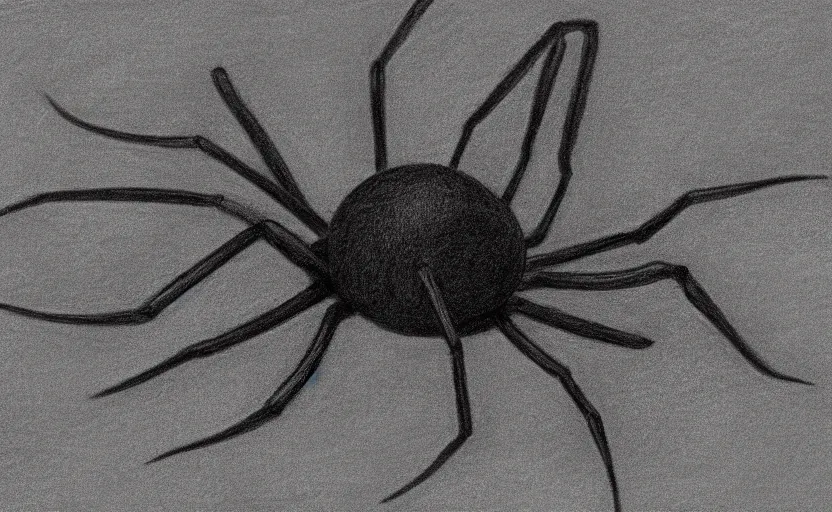 Prompt: A chalkboard drawing of a cellar spider