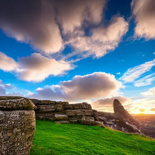 Image similar to almscliff crag in leeds england 8k highly detailed photograph, award winning, beautiful lighting, daytime view