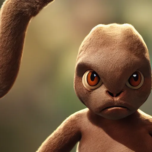 Image similar to photography of a realistic hitmonlee animal, ultra detailed, 8 k, cinematic lighting, natural background, trending on artstation, pokemon