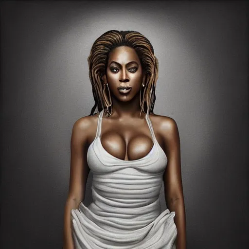 Prompt: intense Beyonce full body, painted by michael karcz