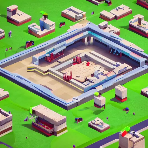 Image similar to isometric game level by style of supercell games, octane render, concept art