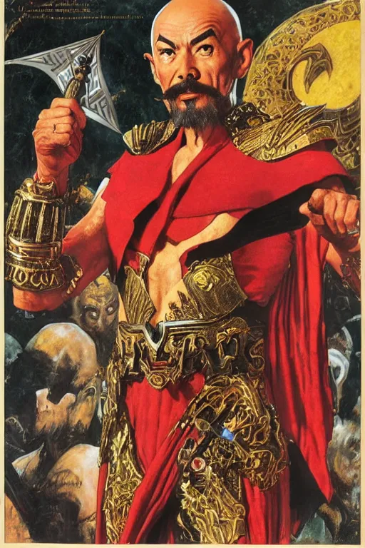 Prompt: ming the merciless, painted by jack kirby, lawrence alma tadema, norman rockwell, greg staples, wayne barlow, neville page