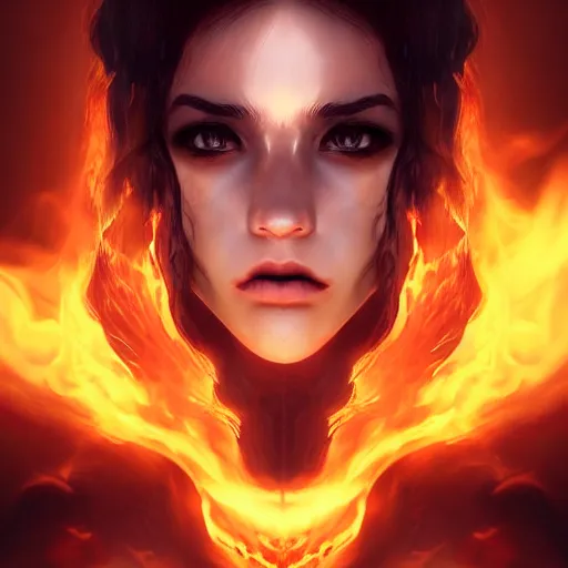 Prompt: portrait photo of a burning ghost stylized artgerm artstation hd cgsociety cgi realistic dramatic cinematic artistic trending detailed