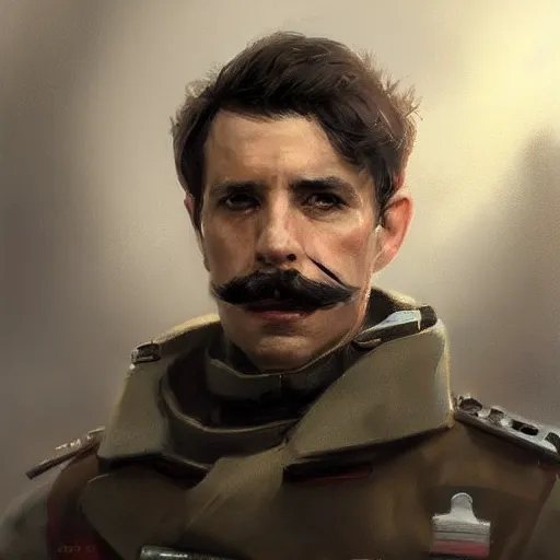 Image similar to portrait of a man by greg rutkowski, british features, short black hair in military style, moustache, perfect military composure, wearing stormtrooper gear, star wars expanded universe, he is about 5 0 years old, highly detailed portrait, digital painting, artstation, concept art, smooth, sharp foccus ilustration, artstation hq