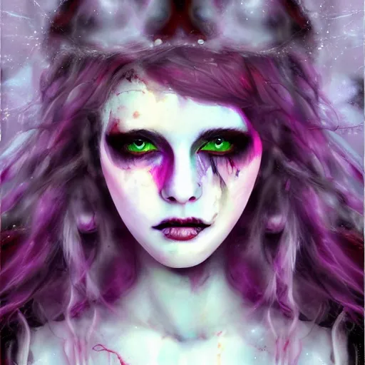 Image similar to pale necro beautiful girl, decaying bleeding colors!, digital painting, devianart, a picture taken by lisa odel and samantha elisa