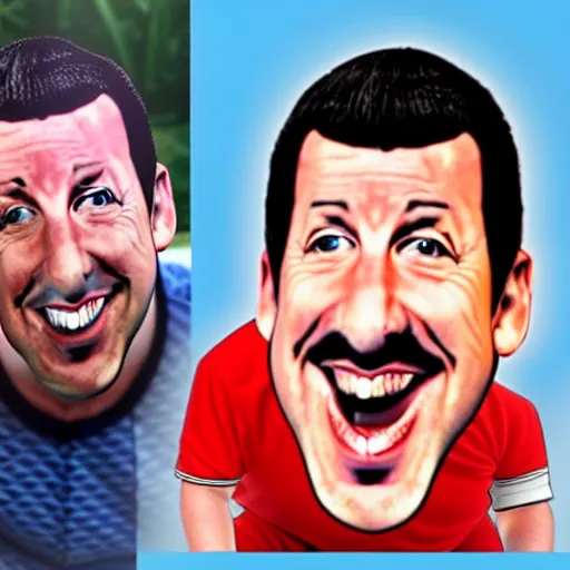 Image similar to a lifelike accurate caricature drawing of adam sandler