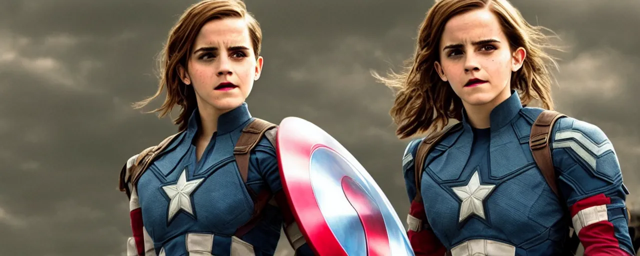 Prompt: Emma Watson as Captain America