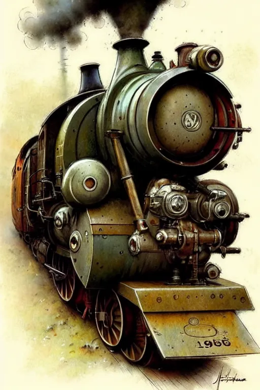 Image similar to (((((1950s train engine . muted colors.))))) by Jean-Baptiste Monge !!!!!!!!!!!!!!!!!!!!!!!!!!!