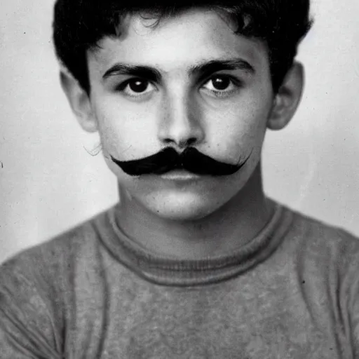 Prompt: a photo of a 19 year old portuguese man. he has a mustache, and short dark brown hair.