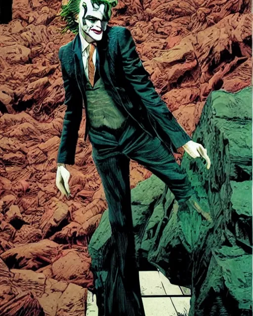 Image similar to portrait of saul goodman as the joker, illustration, art by neil gaiman and peter elson, bernie wrightson