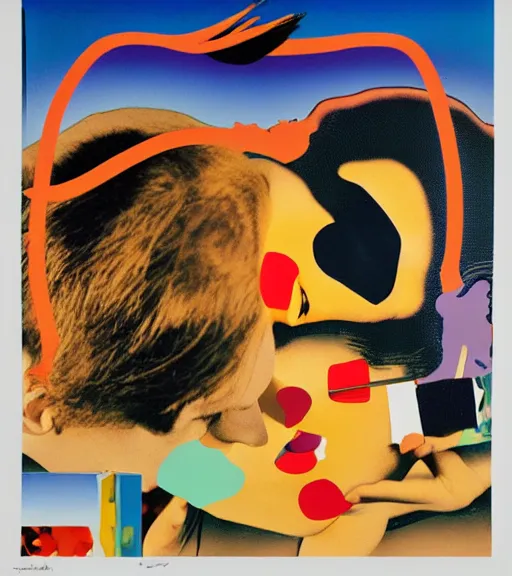 Prompt: And if a kiss could melt a heart show me, collage, by Tadanori Yokoo