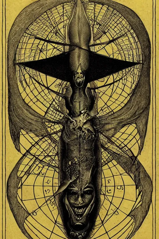 Prompt: occult diagram of a happy salmon!! in the style of wayne barlowe, gustav moreau, goward,  Gaston Bussiere and roberto ferri, santiago caruso, ((jose gabriel alegria sabogal)), composition by austin osman spare!