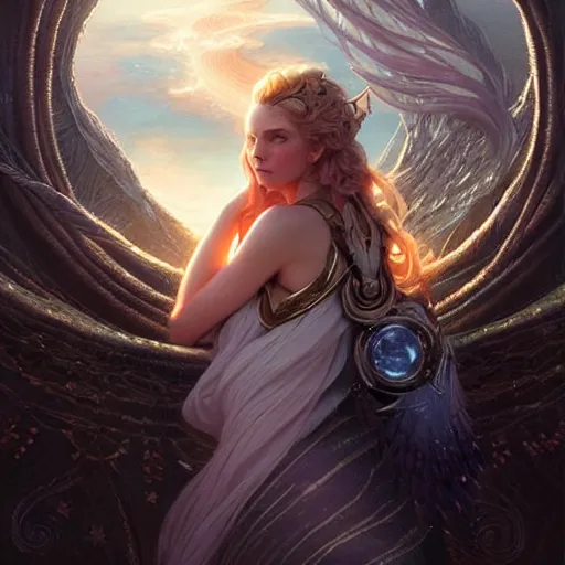 Image similar to star goddess, fine art, awesome fantasy book cover on pinterest, award winning, dark fantasy landscape, fantasy magic, intricate, elegant, sharp focus, cinematic lighting, highly detailed, digital painting, concept art, art by wlop and artgerm and greg rutkowski, masterpiece, trending on artstation, 8 k