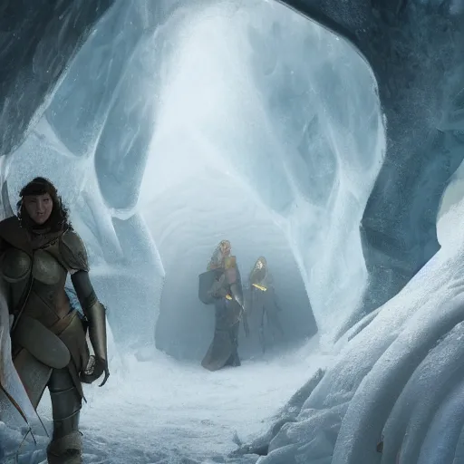 Prompt: eleanor tomlinson in steel armor in the ice cave. greg rutkowski. boris vallejo. color grading lut 3 8 4 0 x 2 1 6 0