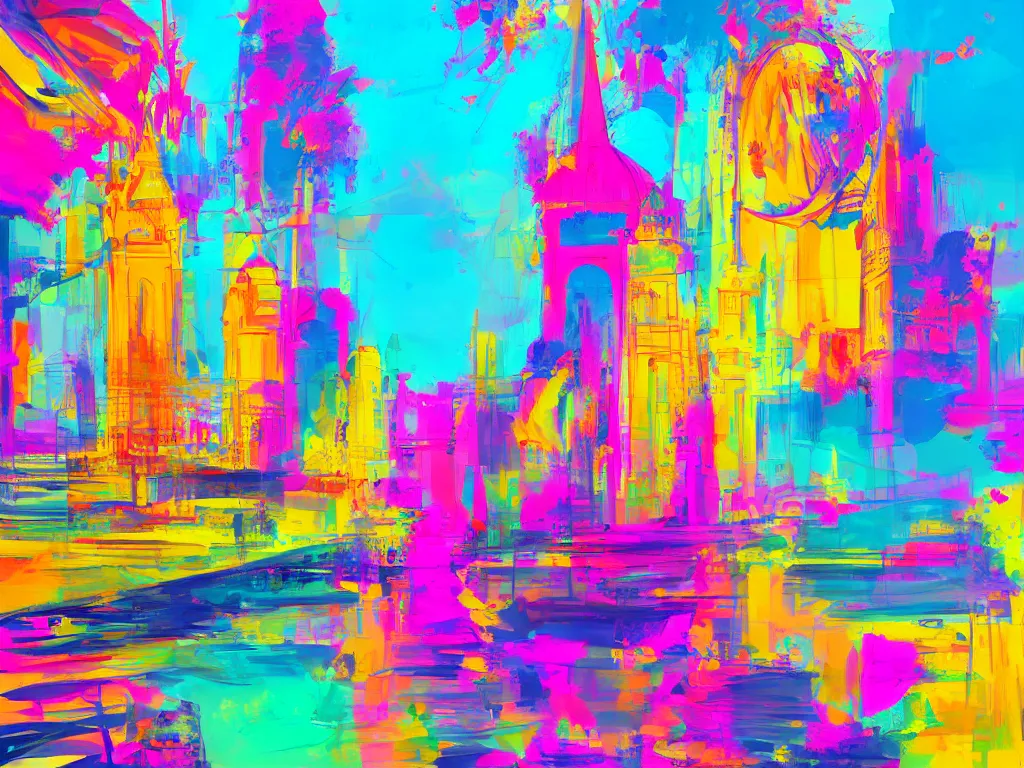 Image similar to London, bright colors, vivid hues, beauty, summer vibes, trending on artstation