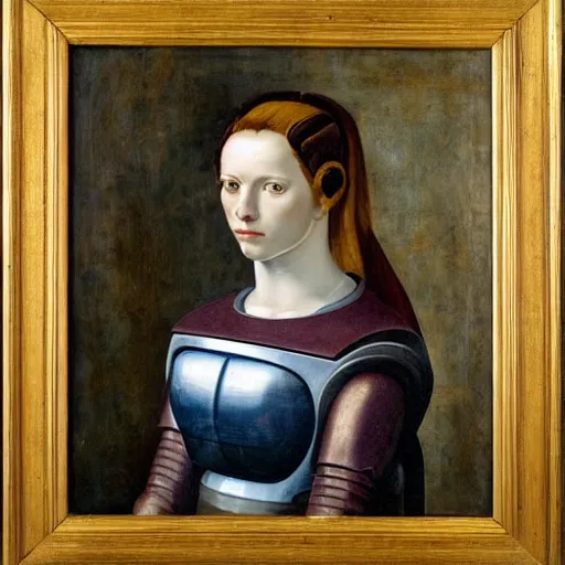 Image similar to a portrait of a female android by andrea del sarto