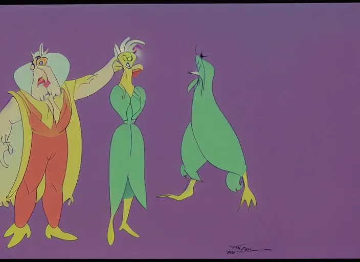 Prompt: character design original animation cel by ollie johnston in fantasia ( 1 9 4 0 ).