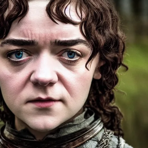 Prompt: first photos of 2 0 2 4 female lotr remake - maisie williams as frodo, ( eos 5 ds r, iso 1 0 0, f / 8, 1 / 1 2 5, 8 4 mm, postprocessed, crisp face, facial features )