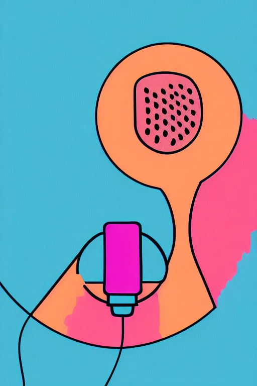 Image similar to minimalist boho style art of a colorful microphone, illustration, vector art