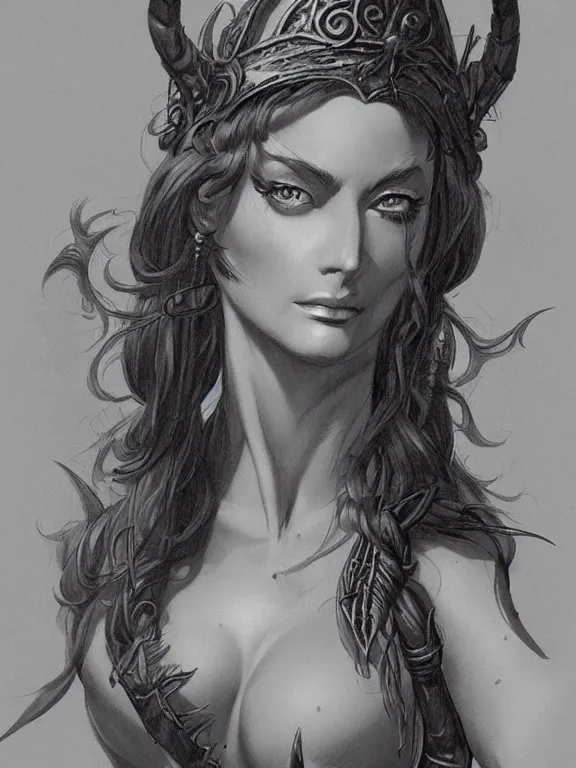 Image similar to close-up of a beautiful female wizard, beautiful clothes, style of Boris Vallejo and Frank Frazetta, very detailed, fantasy art, trending on artstation and deviantart