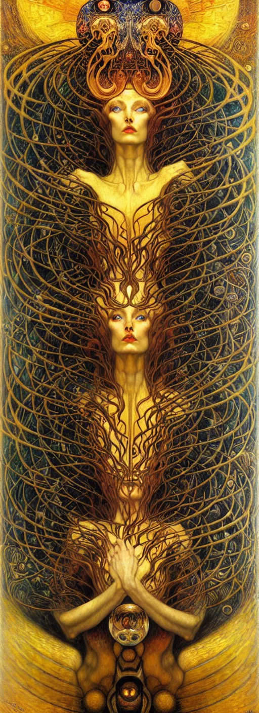 Image similar to Divine Chaos Engine by Karol Bak, Jean Delville, William Blake, Gustav Klimt, and Vincent Van Gogh, symbolist, visionary