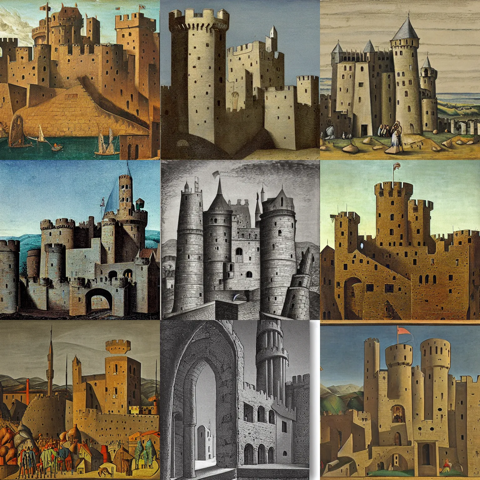 Prompt: medieval castle, by candido portinari