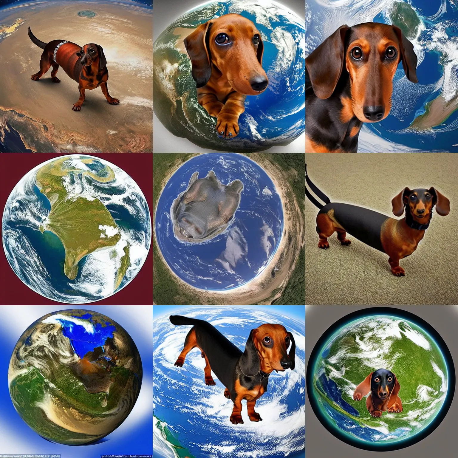 Prompt: colossal Dachshund named uroboros is wrapped around the entire earth, view from space