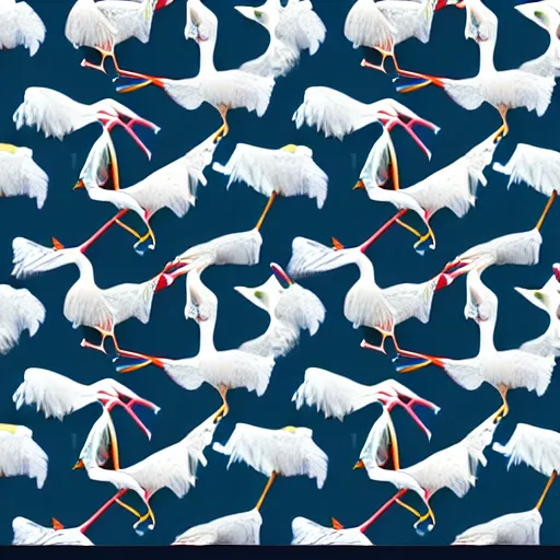 Image similar to fabric pattern of stylized minimalistic cranes