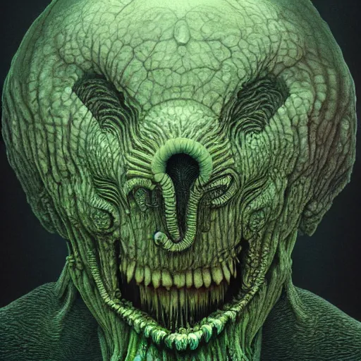 Image similar to iconic hybrid infected mushroom alien, album hyper detailed art style by Zdiszlaw Beksinski and Toshihiro Egawa and H.R. Giger and Artstation trending 8k