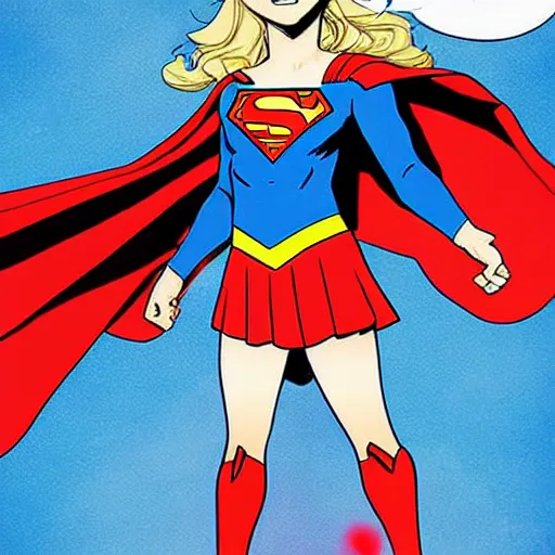 Prompt: supergirl comic art by Akihito Tsukushi