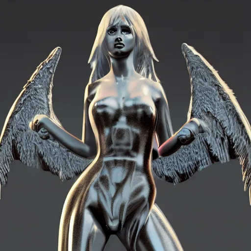 Image similar to gothic angel neon city epic pose ultra detail 3 d render concept, 8 k, stunning award winning art