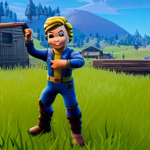 Prompt: Vault Boy in fortnite