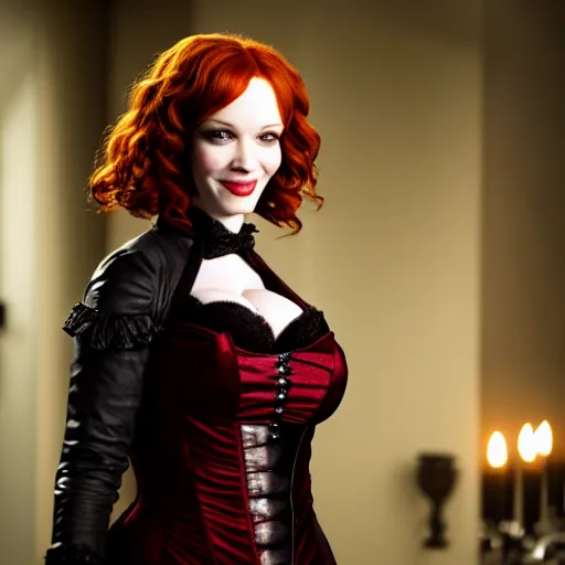 Image similar to full body photo of a christina hendricks as a vampire warrior, highly detailed, 8k, award winning