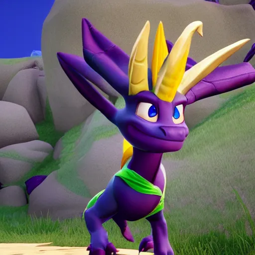 Image similar to Spyro the dragon as a human 8k Hyper realistic unreal engine