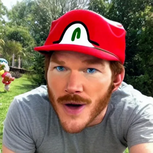 Prompt: chris pratt as super mario.