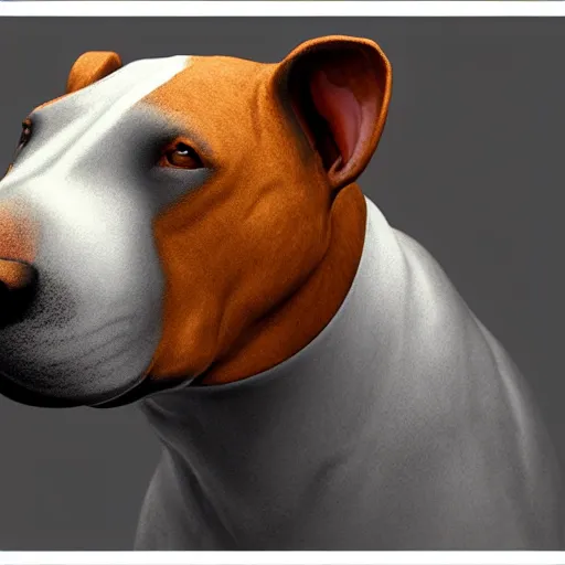 Image similar to Bull Terrier, very detailed, artstation, digital art, complex, award winning, masterpiece