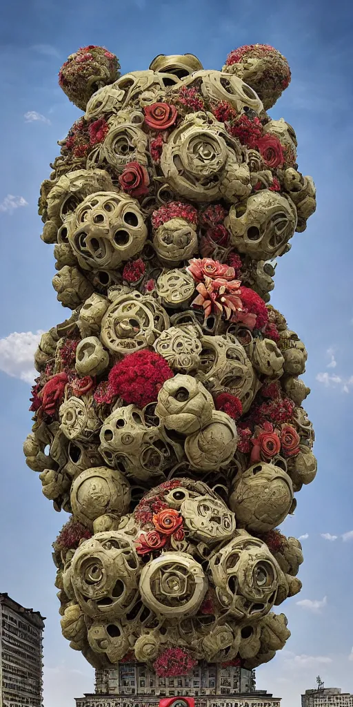 Image similar to colossal grotesque flower made from unfulfilled communist dreams in the middle of abandoned post soviet constructivist cityscape, Stalinist architecture, ultradetailed, Intricate by Hayao Miyazaki and Josan Gonzalez and Makoto Shinkai and Giuseppe Arcimboldo and Wes Anderson