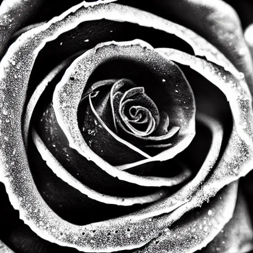 Image similar to award - winning macro of a beautiful black rose made of glowing molten magma