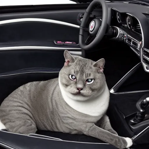 Prompt: a roadster that looks like a British Shorthair, 2070, realistic, 4k, hd, highly detailed