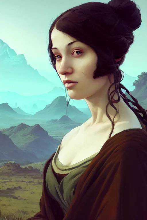 Image similar to beautiful portrait of a woman, negative no not mona lisa pose, gta v, stephen bliss, unreal engine, fantasy art by greg rutkowski, loish, rhads, ferdinand knab, makoto shinkai and lois van baarle, ilya kuvshinov, rossdraws, tom bagshaw, global illumination, radiant light, detailed and intricate environment