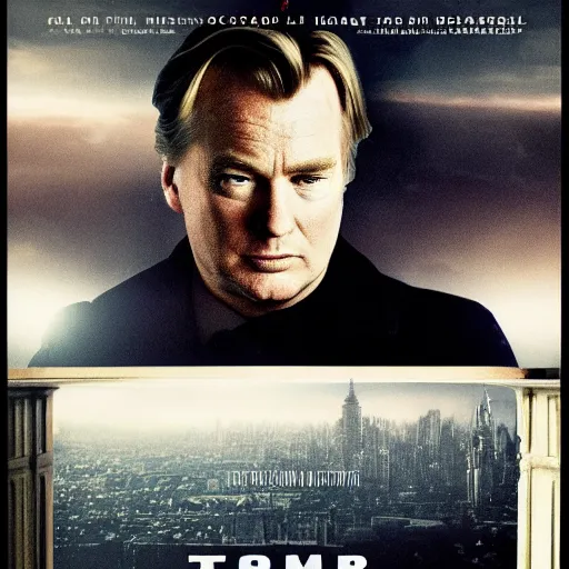 Image similar to movie poster by Christopher Nolan with donald trump starring, detailed, photographic, atmospheric, cinematic