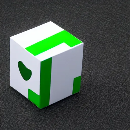 Image similar to studio shot of green apple shaped like cube, isometric perspective, green background