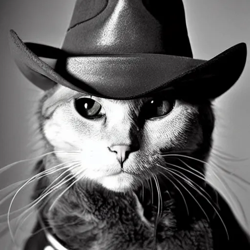 Image similar to Cat wearing a cowboy-hat by Anton Corbijn