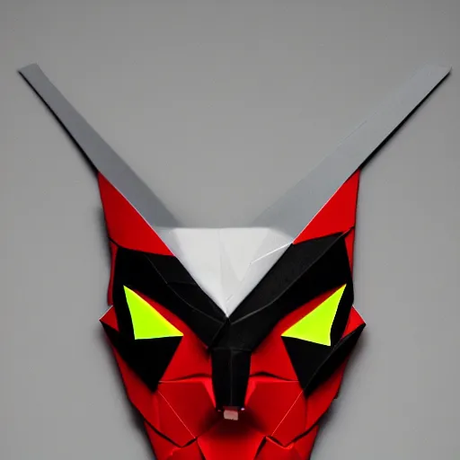 Image similar to hotline Miami mask as a paper origami, photo ultra realistic 4k