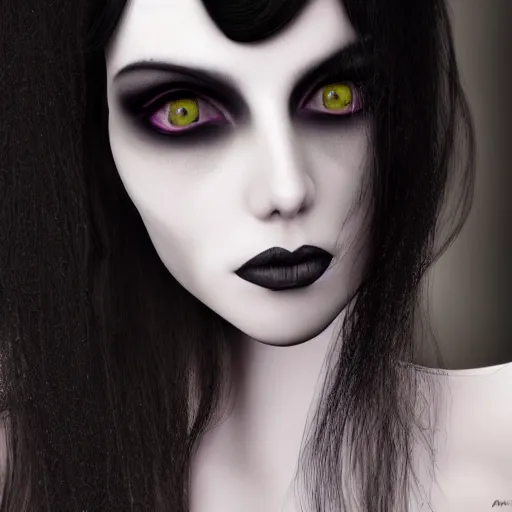 Prompt: pale goth beauty, realistic detail